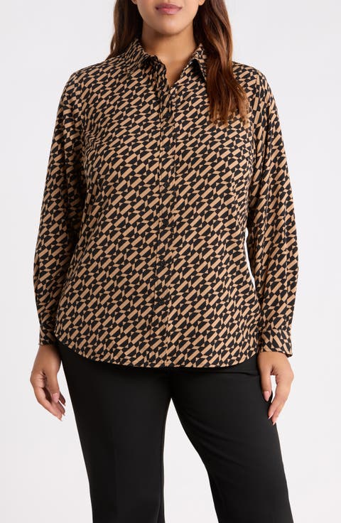 Print Slim Fit Point Collar Shirt