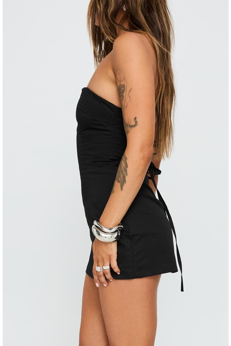 Yumiko Strapless Organic Cotton Romper, Alternate, color, BLACK