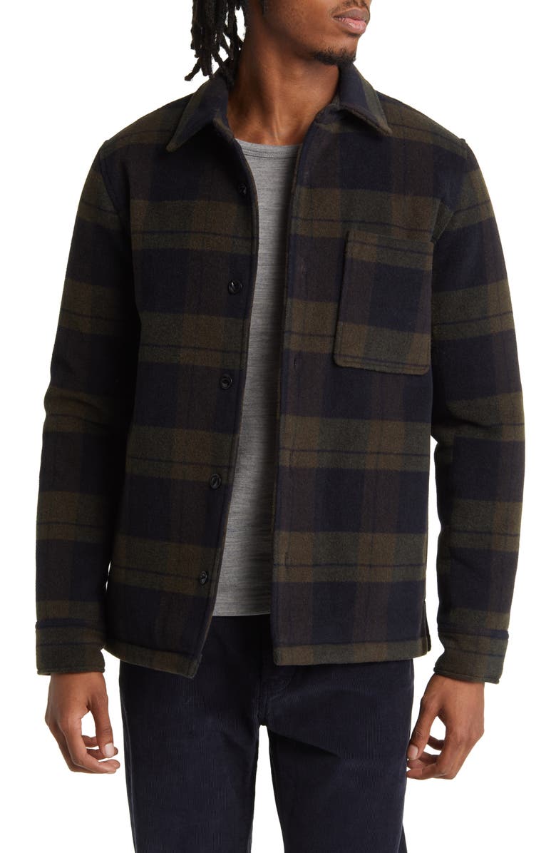 Officine Générale Lindon Plaid Wool Blend Shirt Jacket, Main, color,