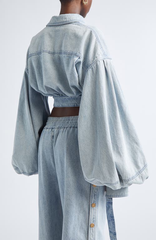 Zimmermann Rebellion Denim Wrap Crop Top In Blue