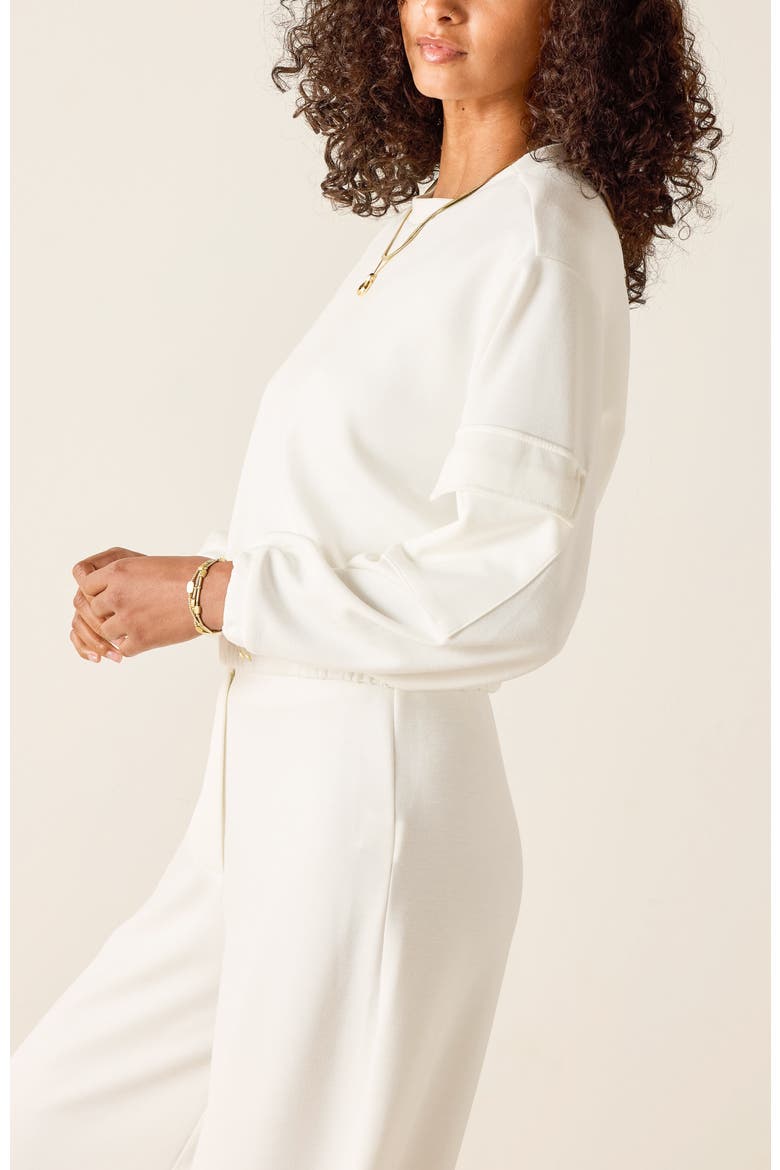 Simone Cargo Crewneck Sweatshirt, Alternate, color, White