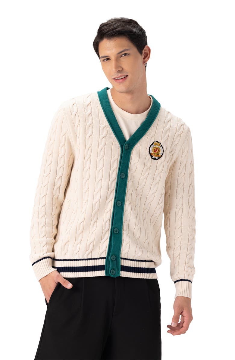 Members Only Cable Knit Cardigan, Main, color, Off-White