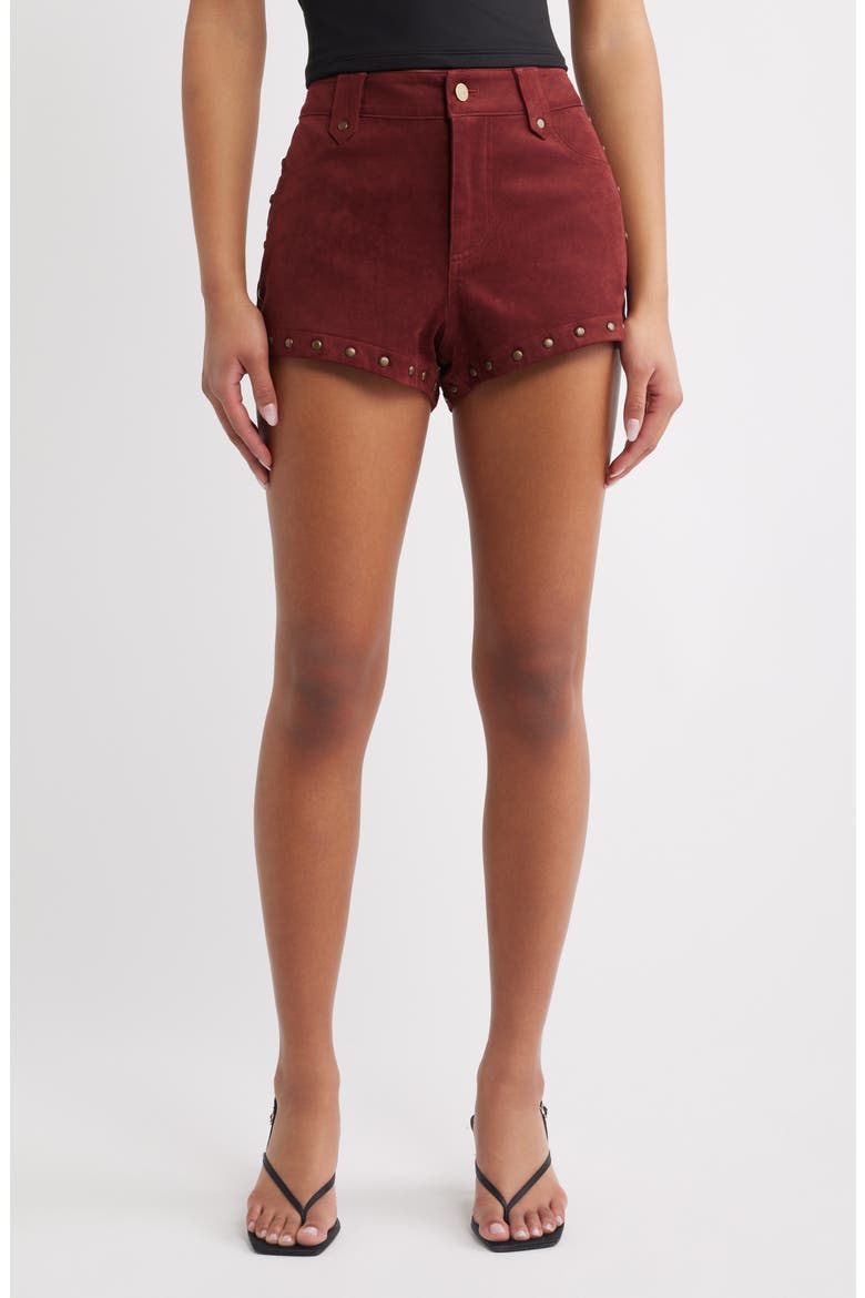 Studded Faux Suede Shorts, Main, color, BARDOT