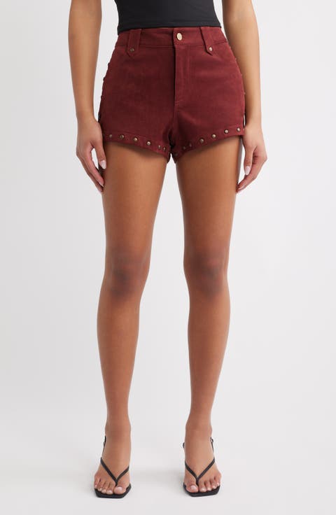 Studded Faux Suede Shorts
