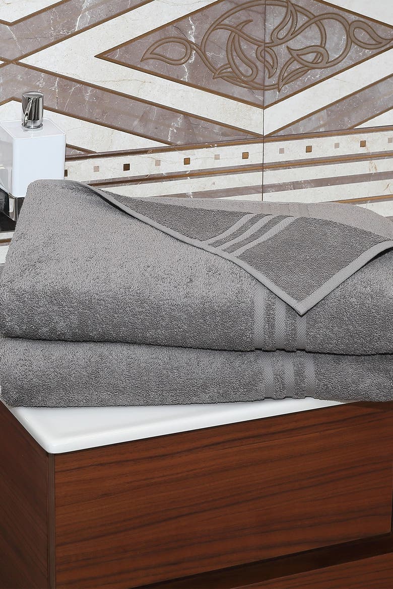 Denzi Bath Sheet - Set of 2 - Dark Grey, Alternate, color, DARK GREY