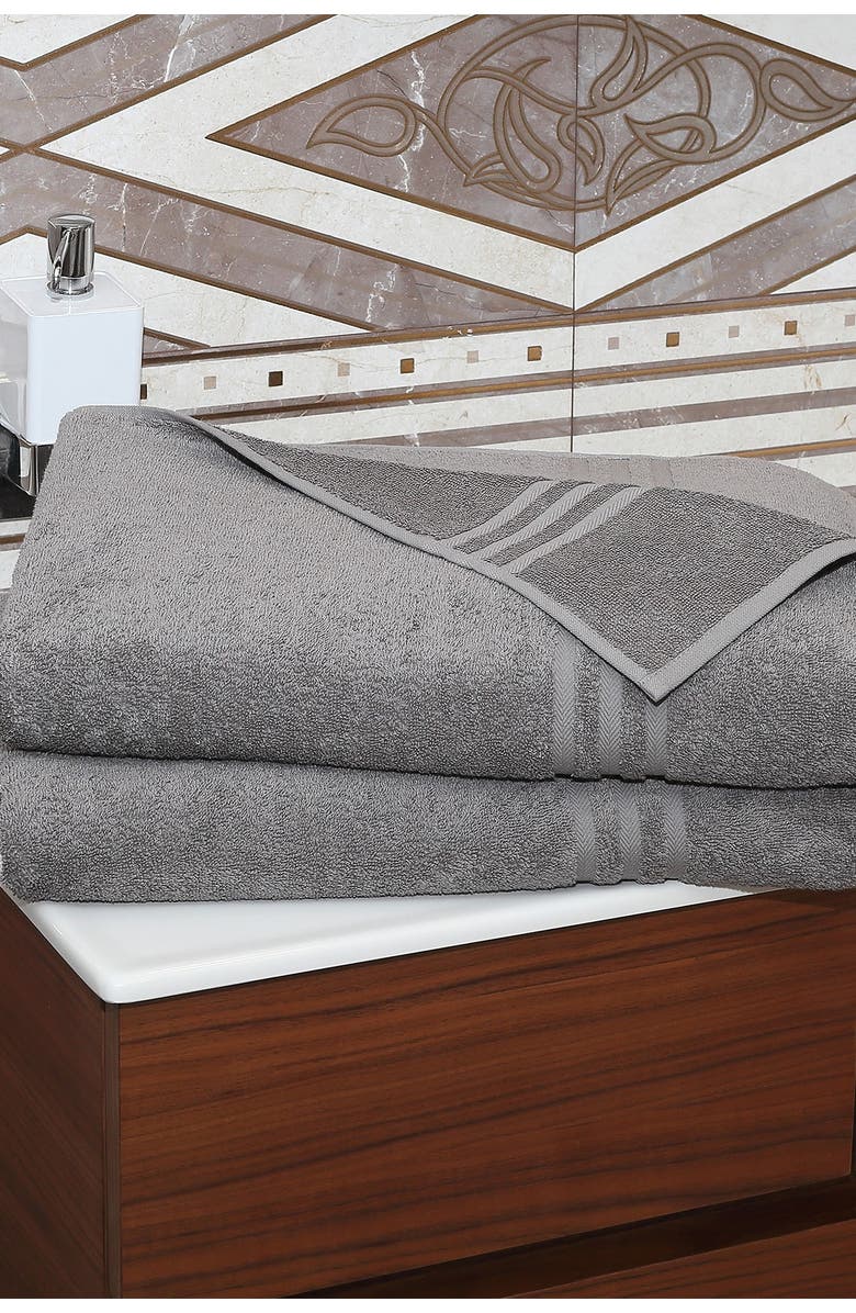 Linum Home Textiles Denzi Bath Sheet - Set of 2 - Dark Grey, Alternate, color, Dark Grey