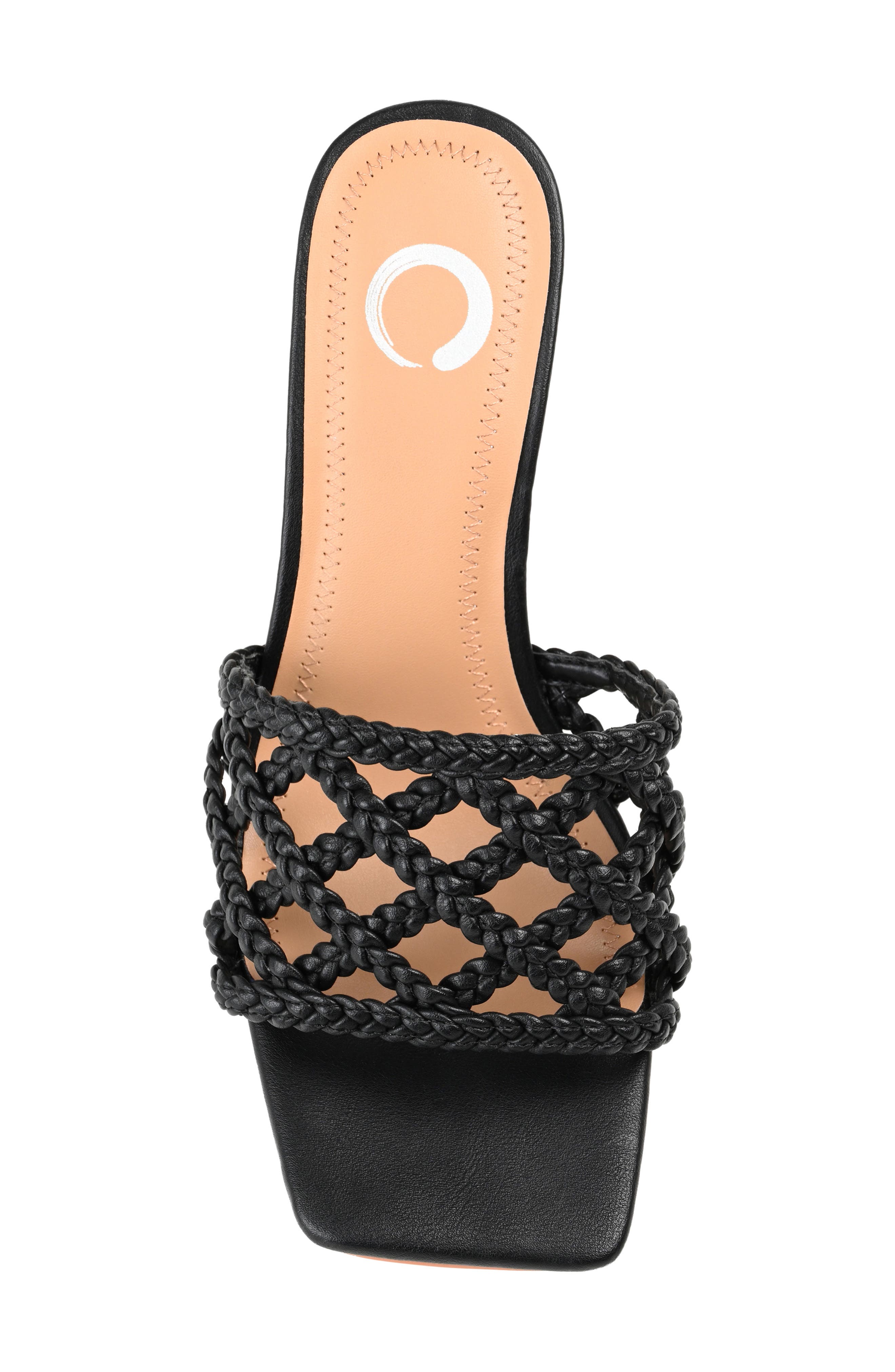 Journee Collection Evvie Braided Sandal, Alternate, color, Black