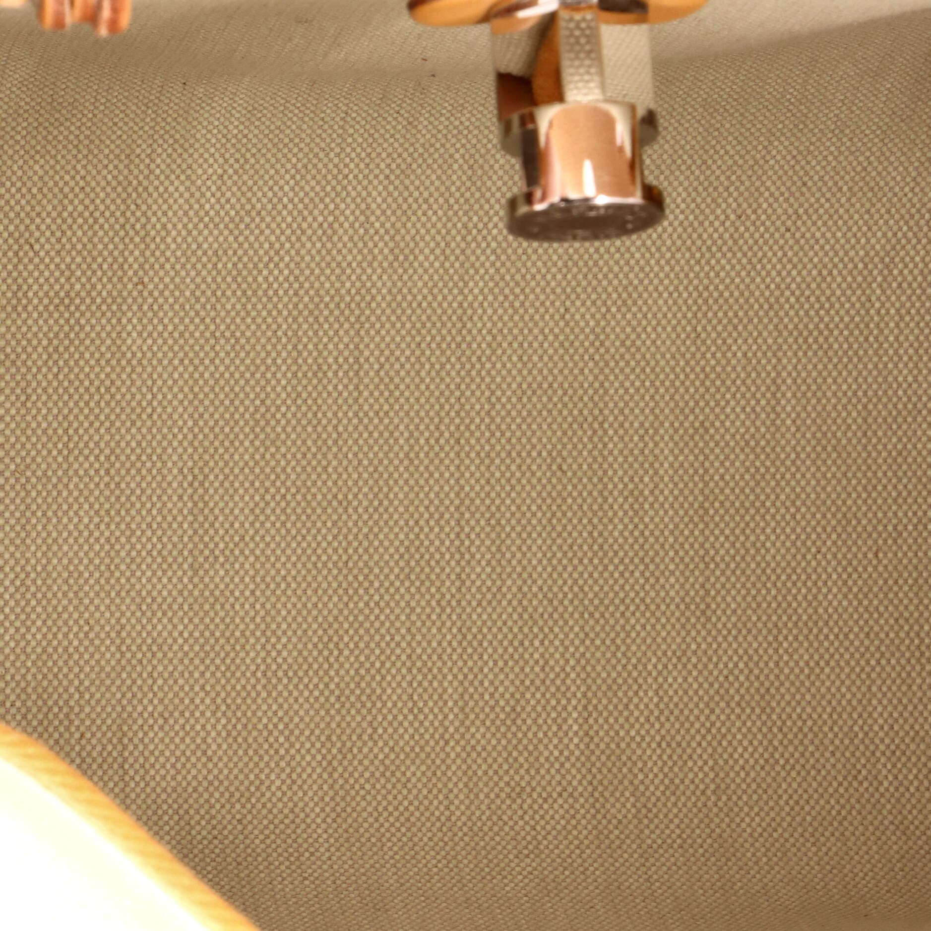 Pre-Owned Hermes Herbag Zip Leather and Toile 31, Alternate, color, Beton