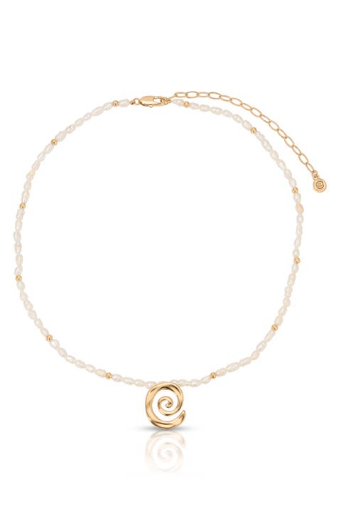 Aura Swirl Pendant Freshwater Pearl Necklace