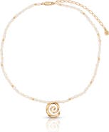 Ettika Aura Swirl Pendant Freshwater Pearl Necklace
