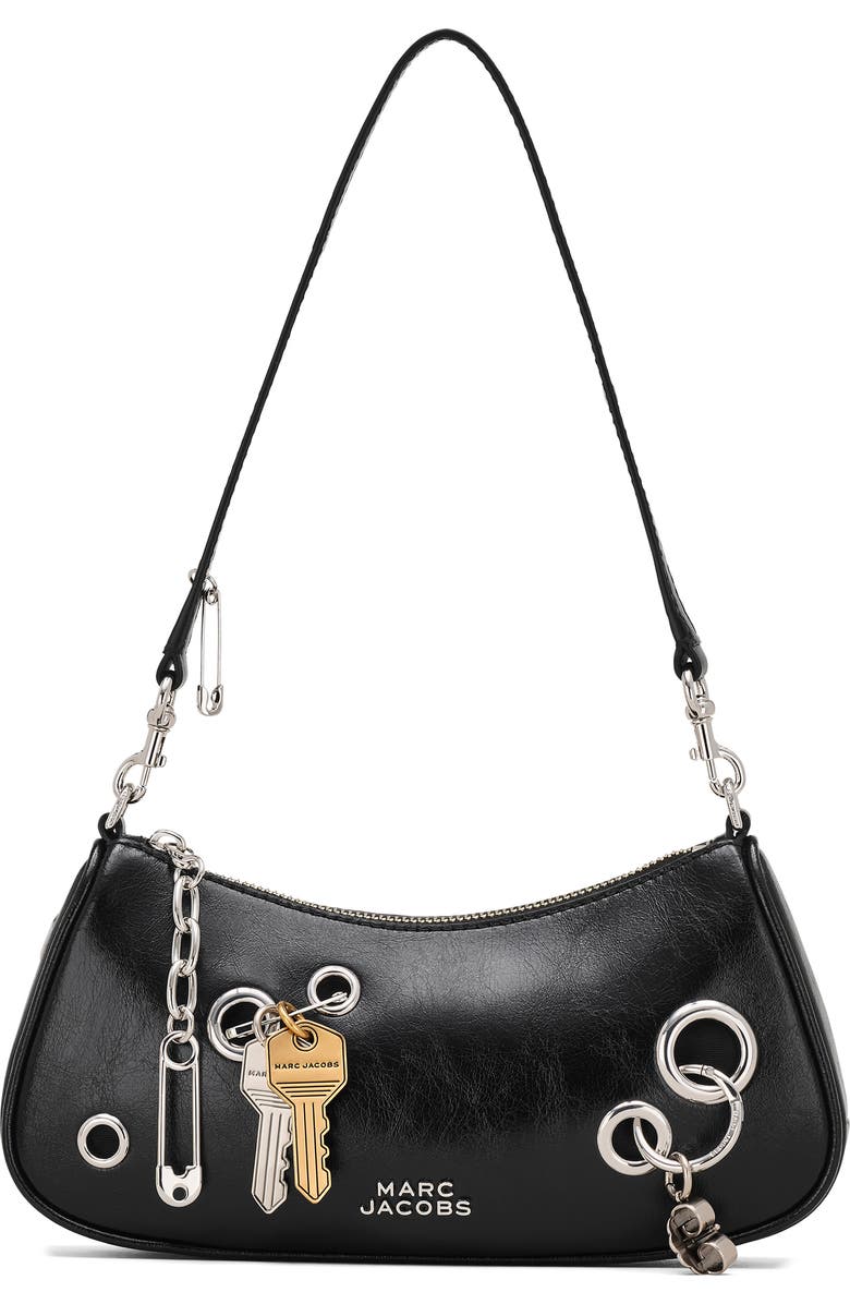 Marc Jacobs The Grommet Charm Leather Shoulder Bag, Main, color, Black