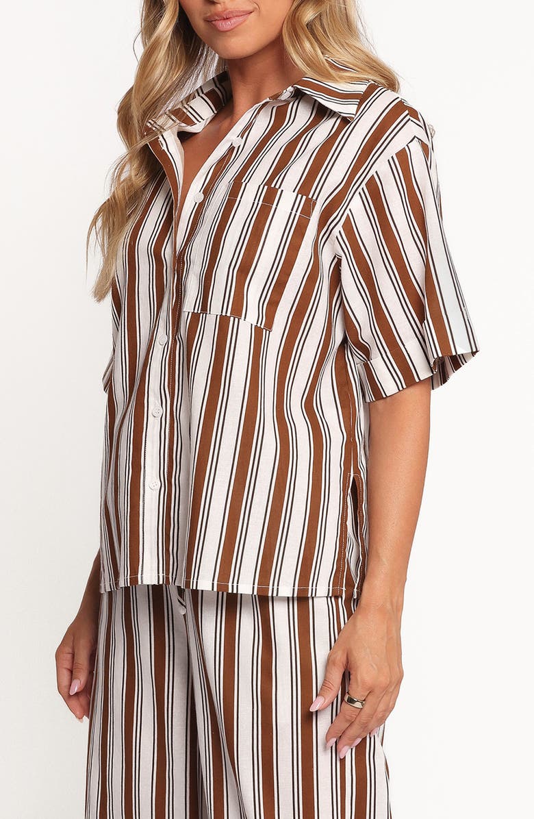 Petal & Pup Thalia Stripe Cotton & Linen Button-Up Shirt, Alternate, color, 