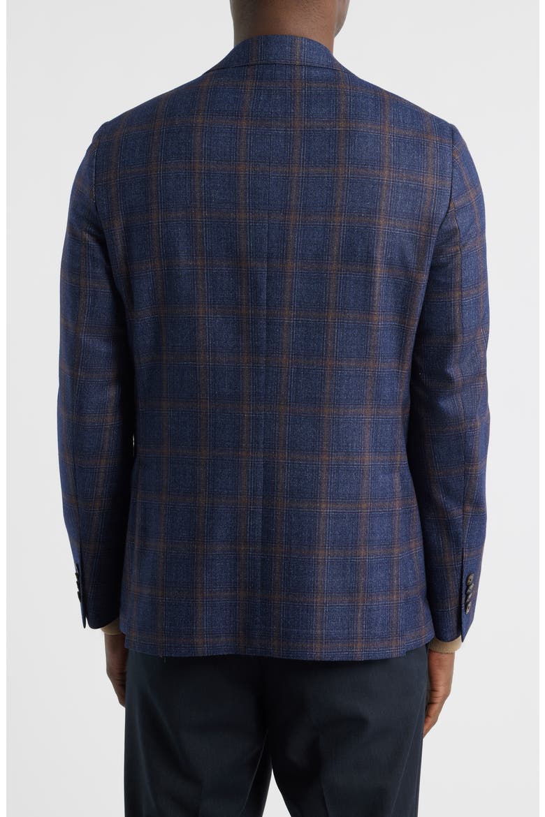 Midland Contemporary Fit Plaid Wool & Silk Blend Sport Coat, Alternate, color, NAVY