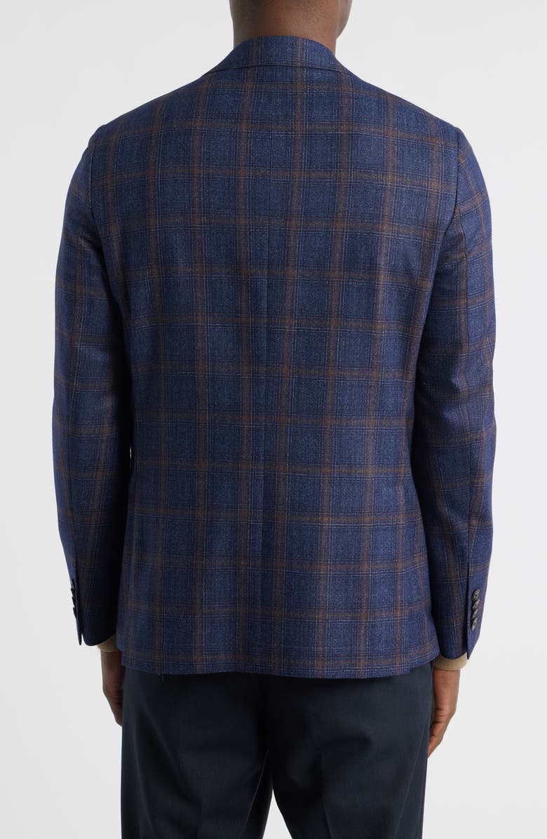 Jack Victor Midland Contemporary Fit Plaid Wool & Silk Blend Sport Coat, Alternate, color, Navy