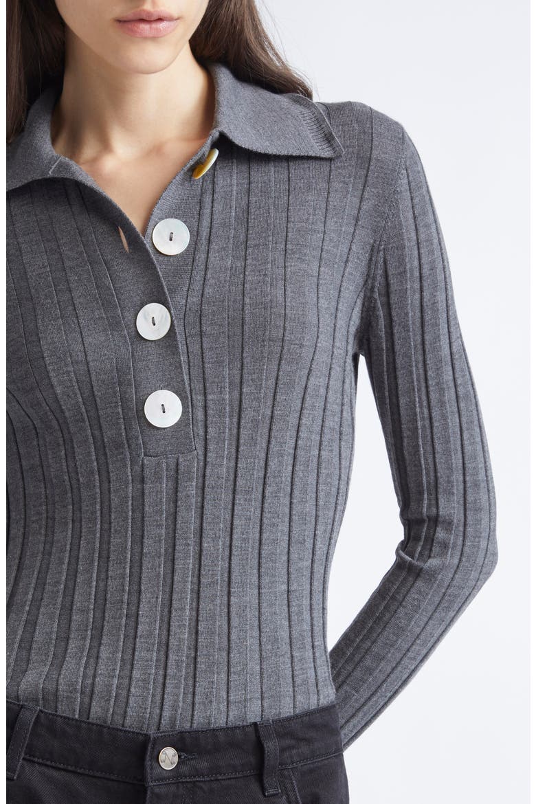 Sugarman Rib Wool Polo Sweater, Alternate, color, ANTHRACITE
