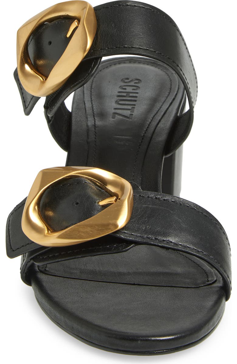 Schutz Olga Buckle Block Heel Sandal, Alternate, color, Black