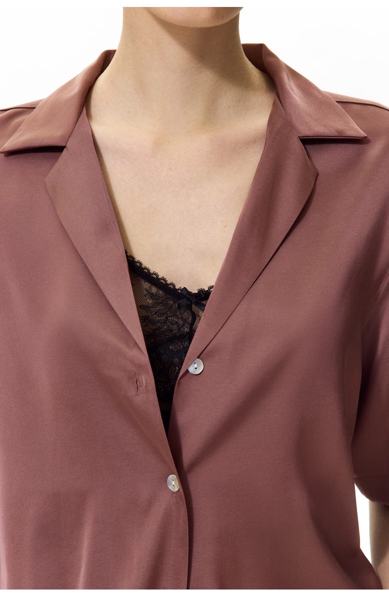 H&M Satin Resort Shirt, Alternate, color, Dark Dusty Pink