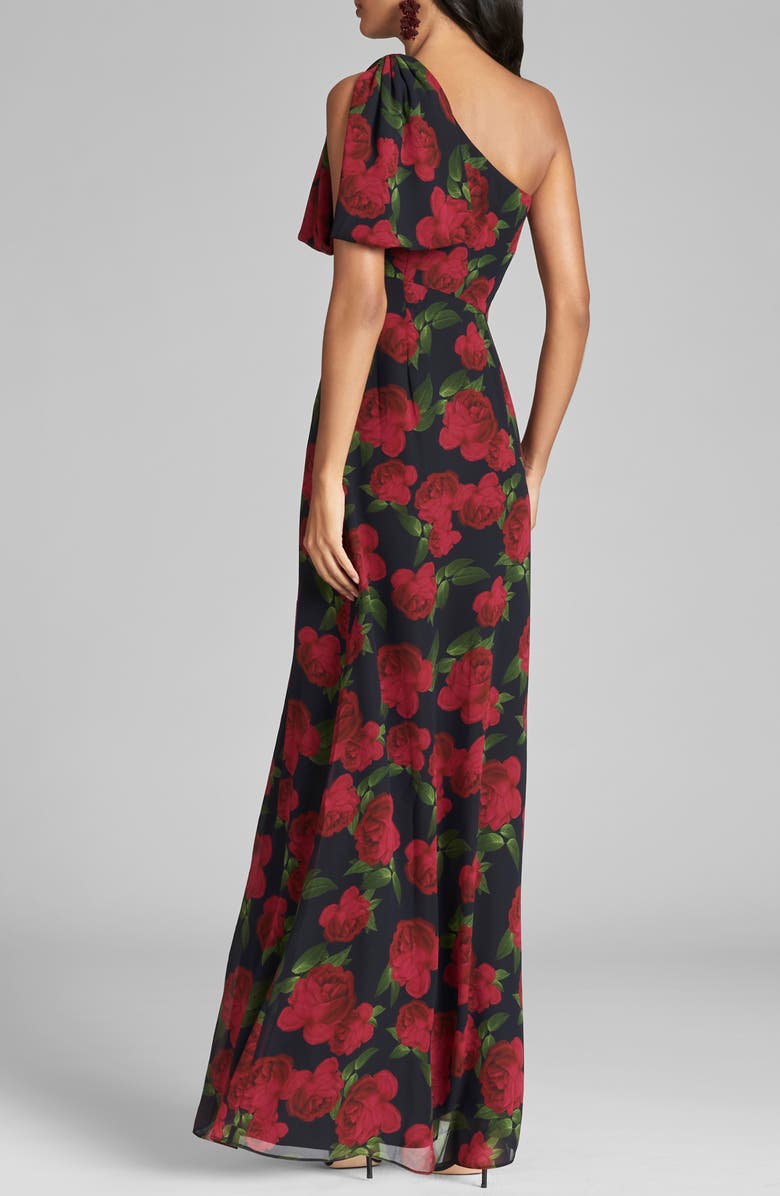 Sachin & Babi Chelsea Floral Print One-Shoulder Georgette Gown, Alternate, color, 
