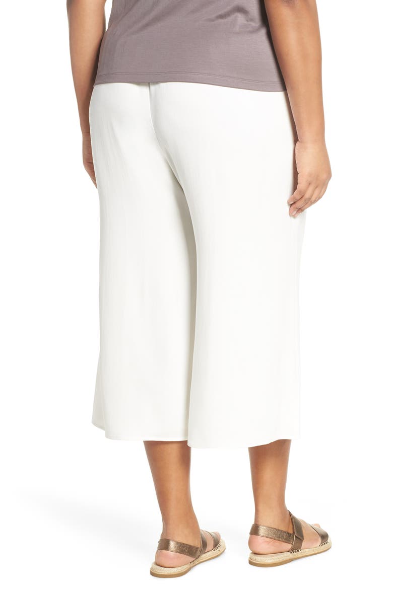 Wide Leg Crop Silk Pants, Alternate, color, IVORY