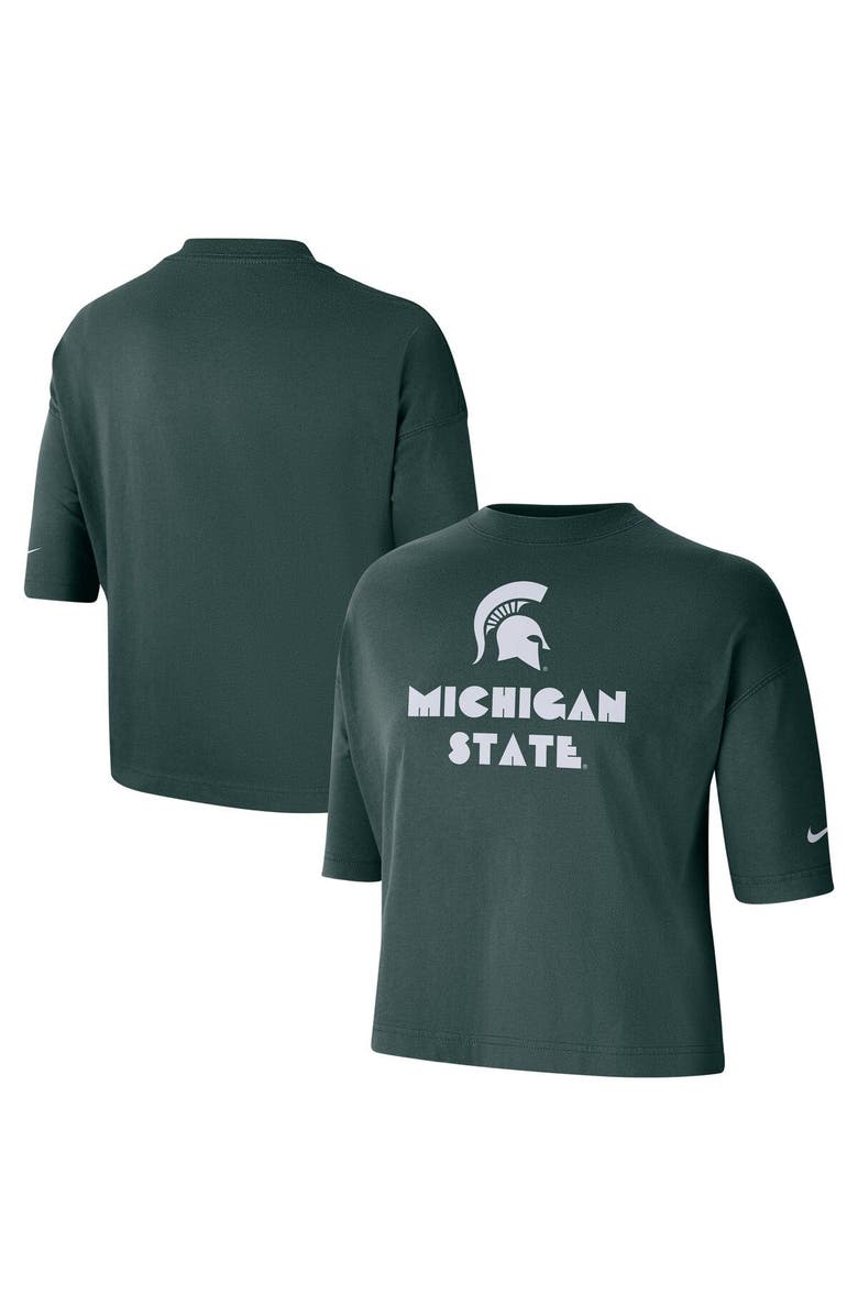 Nike Women's Nike Green Michigan State Spartans Crop Performance T-Shirt, Main, color, 