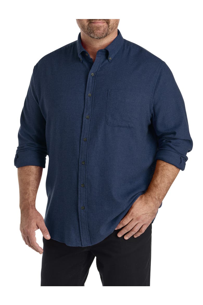 Big & Tall Solid Flannel Sport Shirt, Main, color, NAVY MULTI