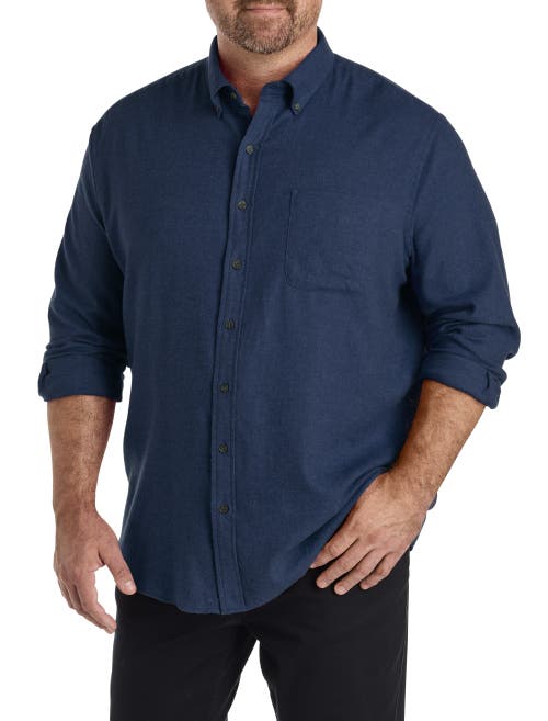 Harbor Bay By Dxl Big & Tall Solid Flannel Sport Shirt In Multi