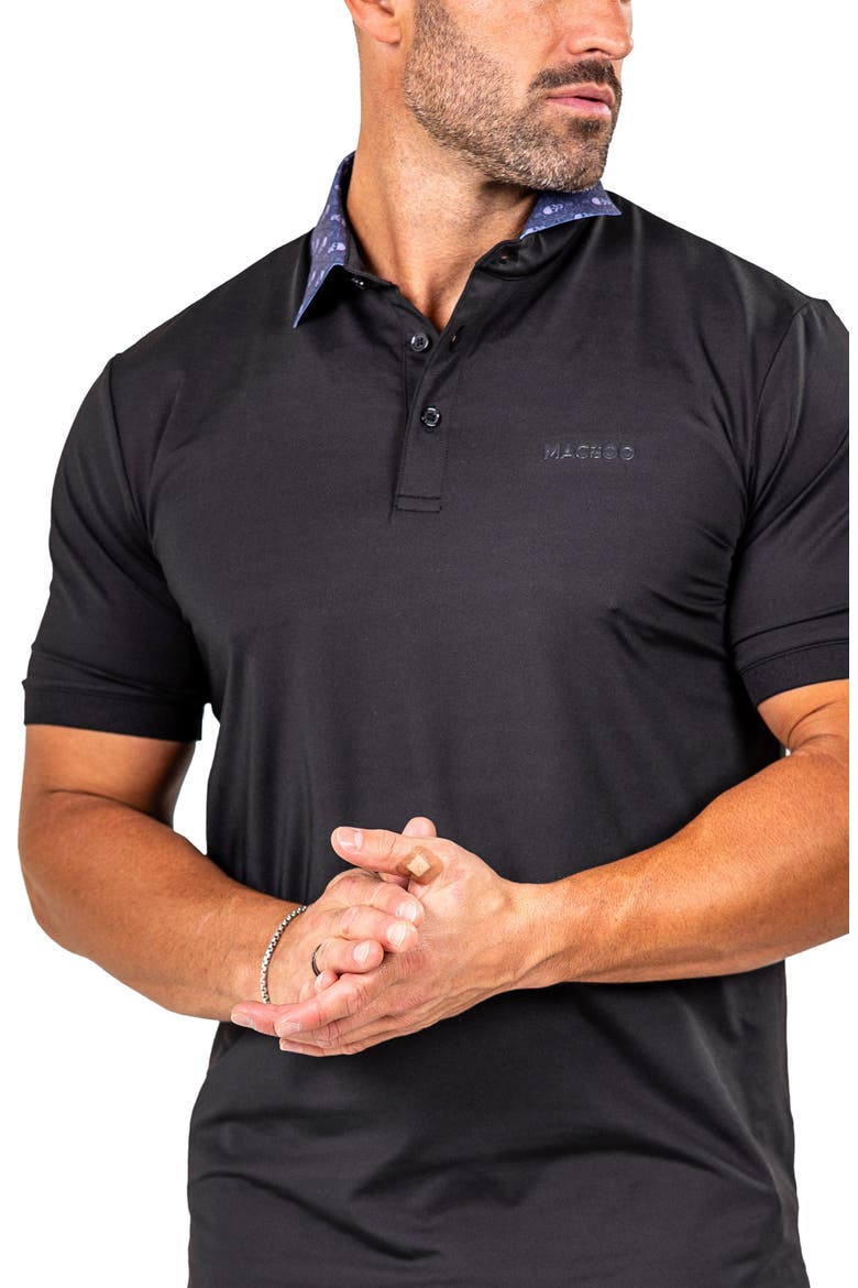 Marthyr0021 Black Contrast Collar Golf Polo, Alternate, color, BLACK