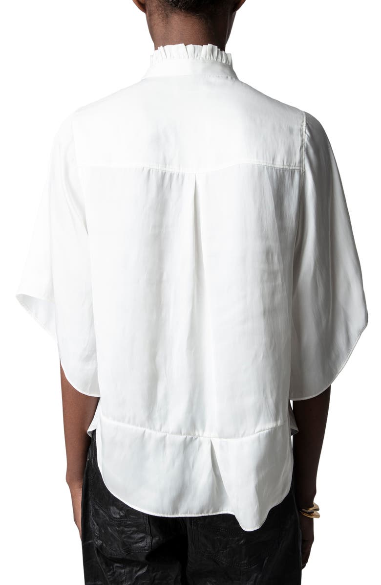 Zadig & Voltaire Taro Ruffle Satin Blouse, Alternate, color, Judo
