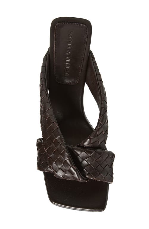 Bottega Veneta Riva Square Toe Kitten Heel Intrecciato Sandal In Pink