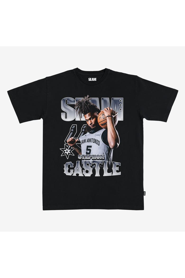 Unisex SLAM Stephon Castle Black San Antonio Spurs  Remix Heavyweight T-Shirt, Main, color, Black