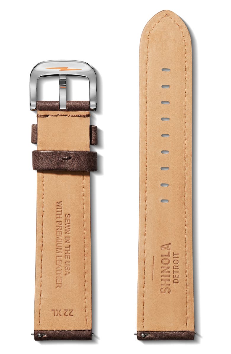 Shinola Extra Large Grizzly Classic Interchangeable Leather Watchband, 22mm, Alternate, color, 