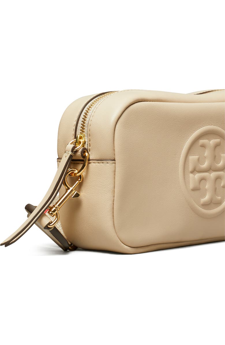Tory Burch Mini Miller Soft Leather Crossbody Bag, Alternate, color, Light Stone