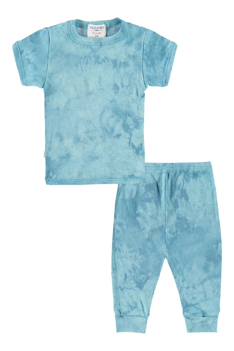Marble Dye Rib T-Shirt & Pants Set, Main, color, TEAL