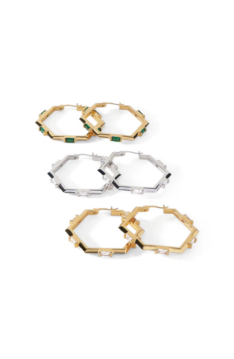 Ora Ana The Claire Hoop Earrings, Alternate, color, Gold/White  Cz