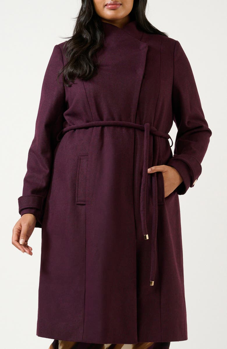 Estelle Reo Belted Coat, Main, color, Plum