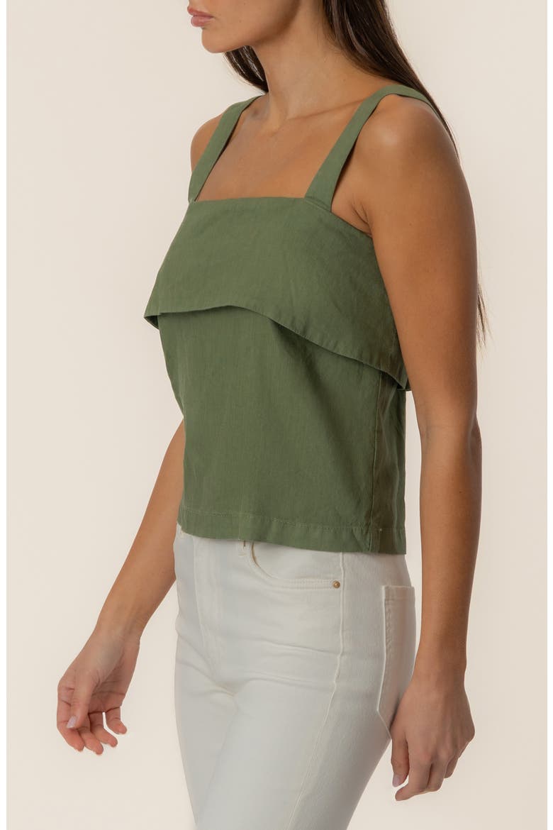 Melanie Crop Linen & Cotton Blend Tank, Alternate, color, OLIVE