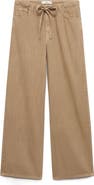 MANGO Drawstring Cotton & Linen Wide Leg Pants
