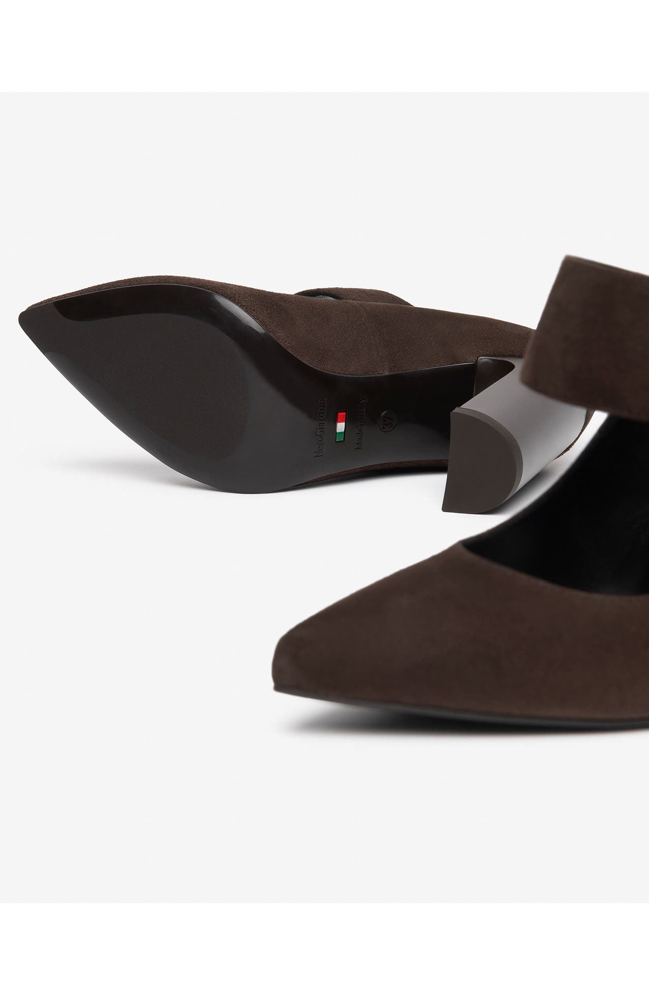 Leather Pointed Toe Mary Jane Pump, Alternate, color, CHOCOLATE