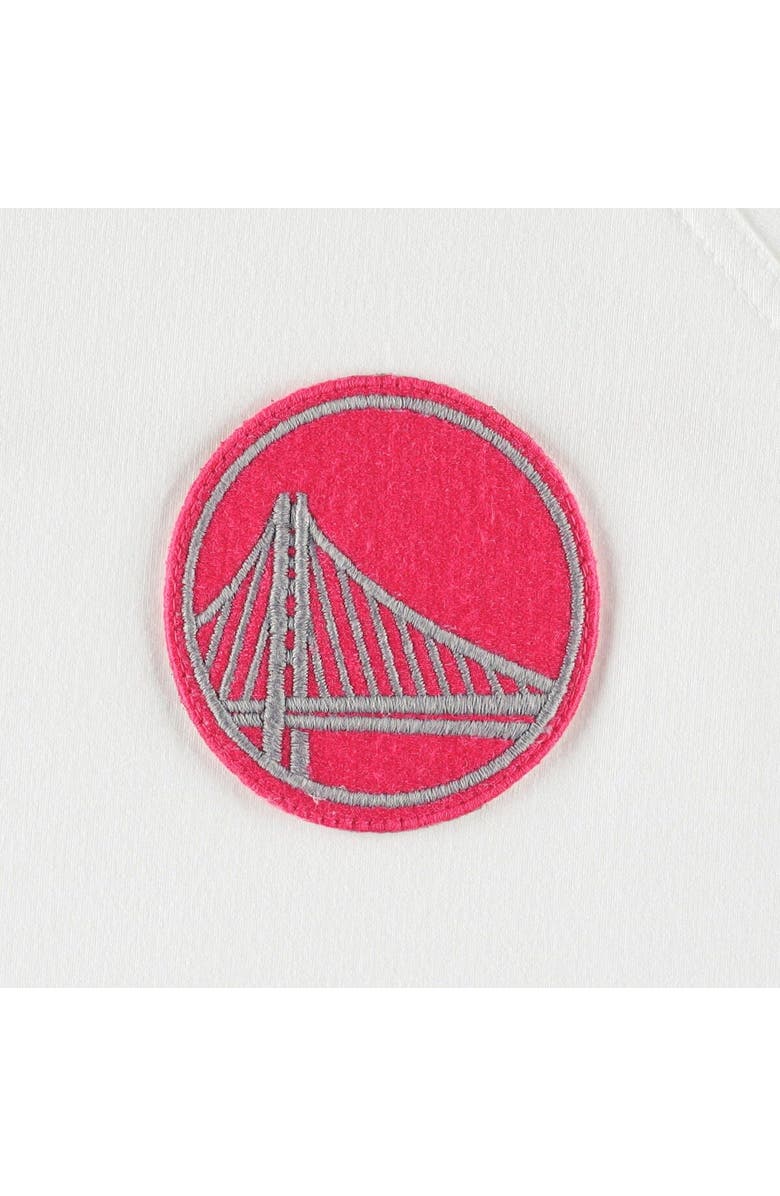 LUSSO Women's Lusso White Golden State Warriors Margot Cropped Tri-Blend Cap Sleeve Sweatshirt, Alternate, color, White