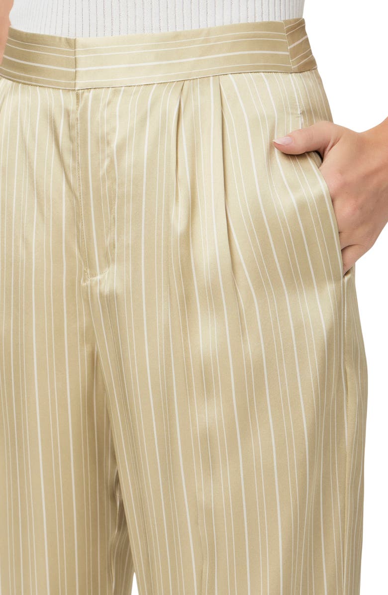 PAIGE Garrett Stripe Silk Pants, Alternate, color, Pale Olive/ Marble