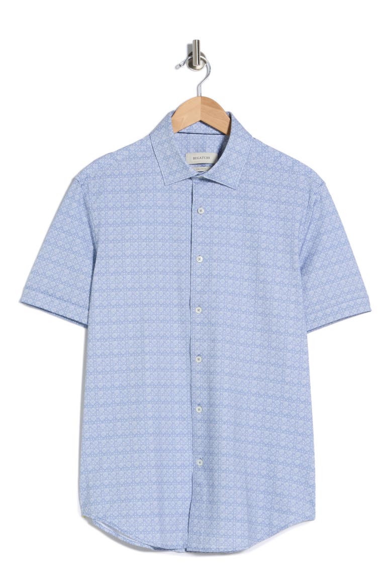 Short Sleeve Woven Shirt, Alternate, color, STEEL