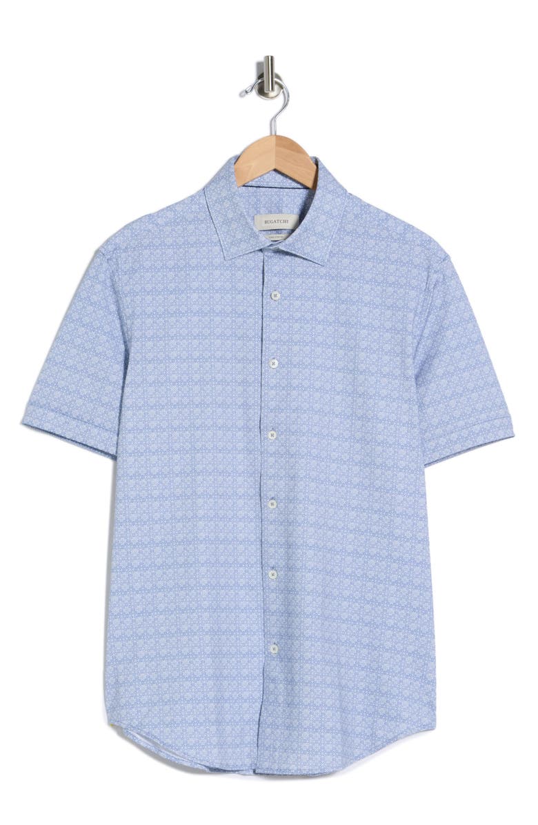 Bugatchi Short Sleeve Woven Shirt, Main, color, Steel