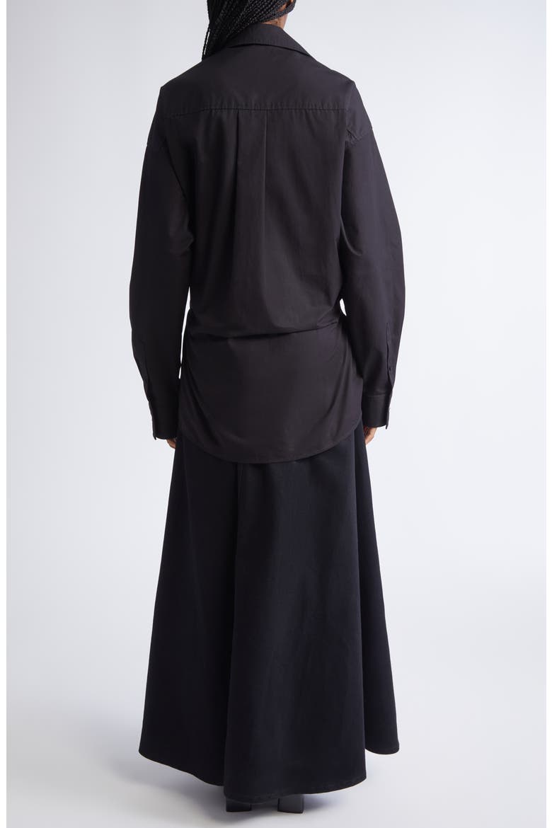 Long Sleeve Poplin & Denim Wrap Dress, Alternate, color, BLACK