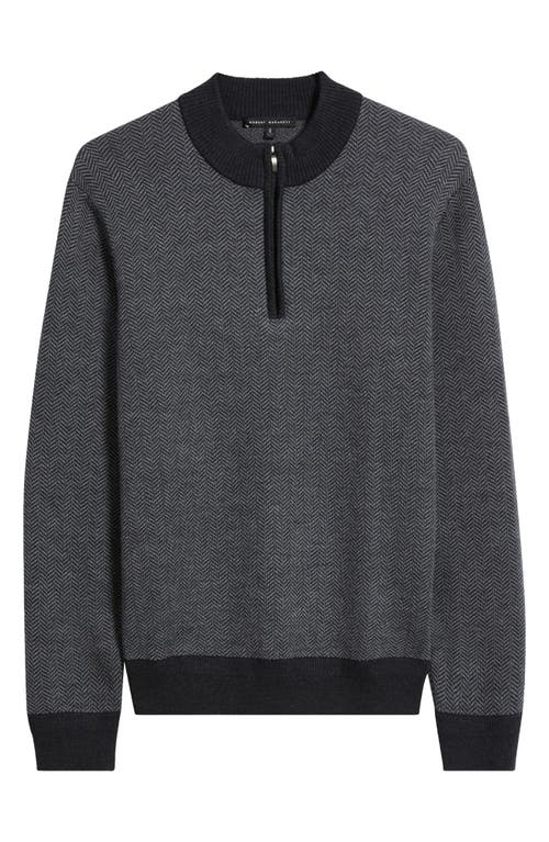 Robert Barakett Grant Merino Wool Quarter Zip Sweater In Gray