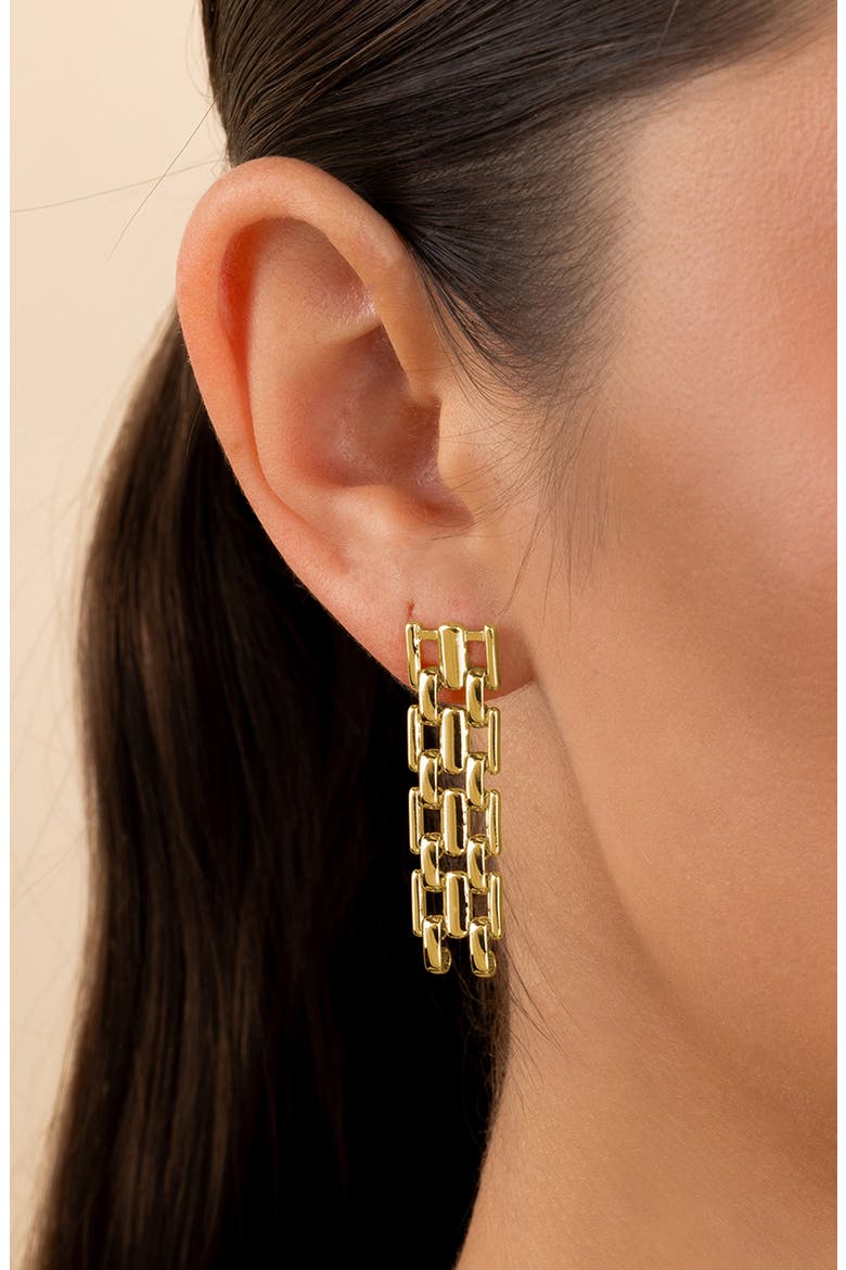 Emily Woven Chain Linear Drop Earrings, Alternate, color, GOLD