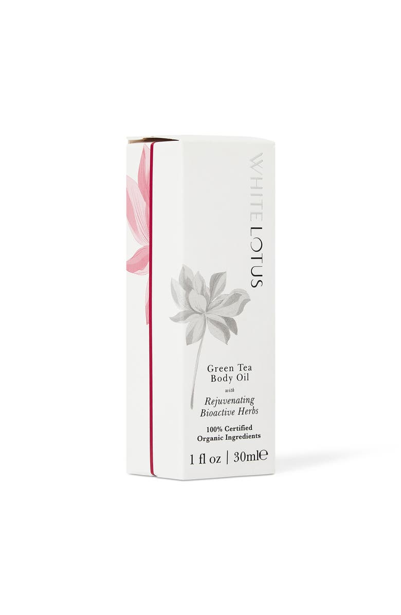 White Lotus Beauty Green Tea Body Oil With Rejuvenating Bioactive Herbs, Alternate, color, Green Tea Oil