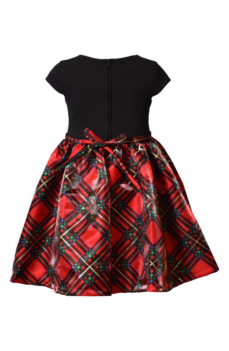 Iris & Ivy Kids' Scuba Knit & Metallic Plaid Party Dress, Alternate, color, Red