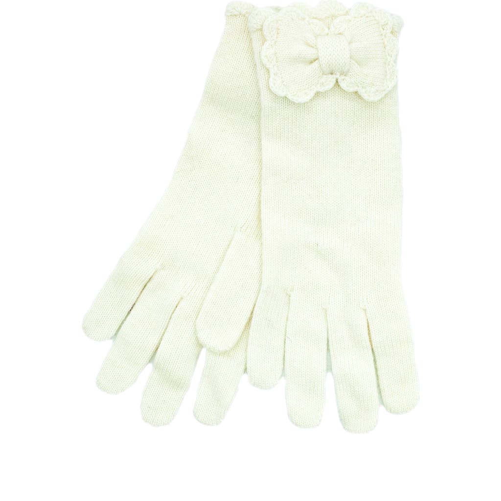 Portolano Scalloped Edge Knit Gloves In White