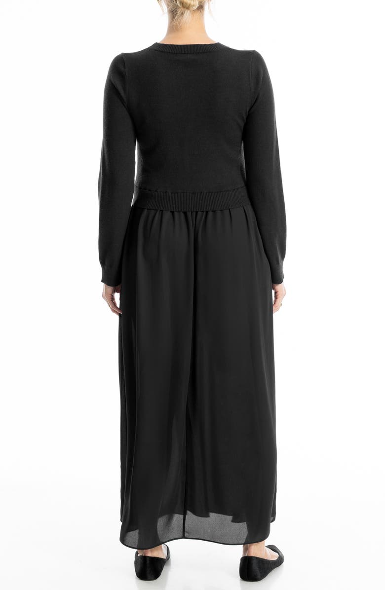 MAX STUDIO Twofer Long Sleeve Sweater Dress, Alternate, color, Black/ Black