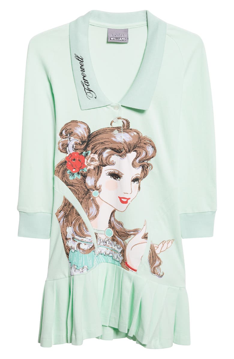 Ashley Williams Amelia Lady Print Long Sleeve Polo Minidress, Alternate, color,